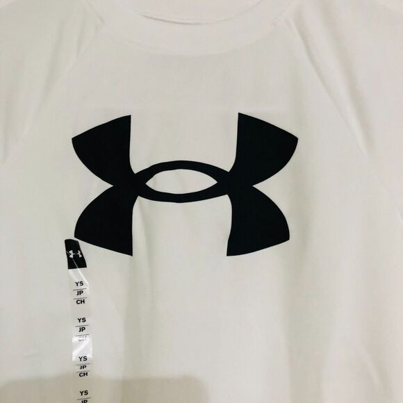 Boys 8-20 Under Armour Big Logo Tech Tee Loose Fit Crew Neck White Medium NWT - Picture 4 of 5
